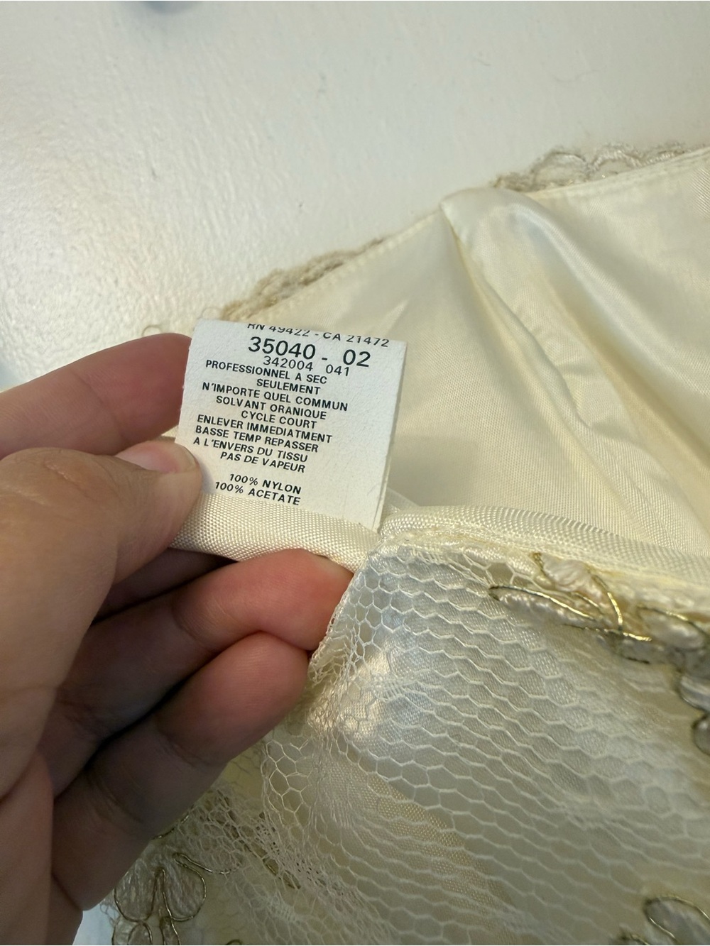 Jessica McClintock Ivory Tea Length Gown with Gold Lace Accents - Picture 6 of 8